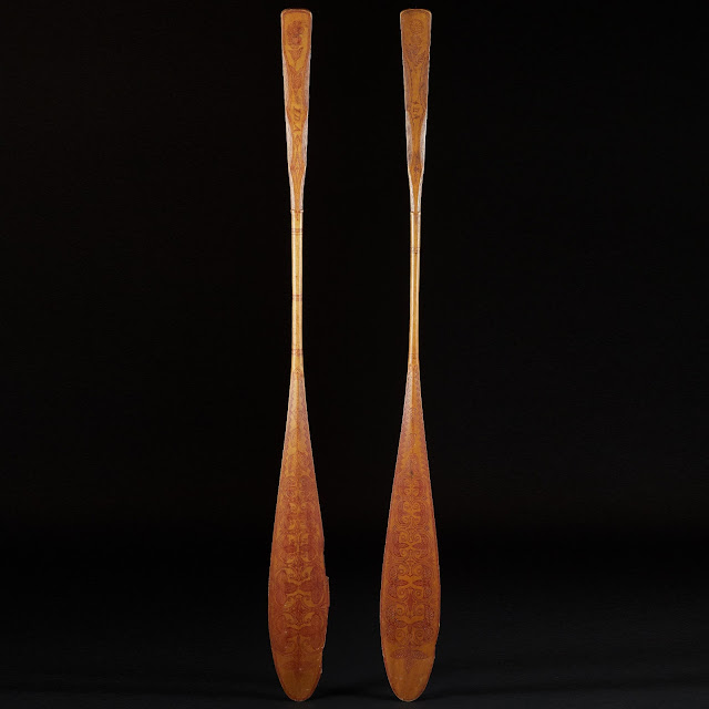 Rare Wolastoqiyik (Maliseet) paddles linked to Chestnut Canoe Company