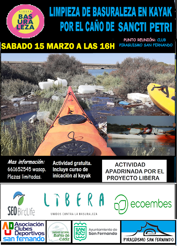 SABADO 15 MARZO LIMPIEZA DE BASURALEZA POR EL CAÑO SANCTI PETRI
